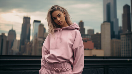 Fototapeta premium Spring fashion concept fashionable woman wearing trendy pink sport.