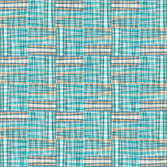 Teal rustic coastal beach house check fabric tile. Seamless sailor flannel textile gingham repeat swatch.