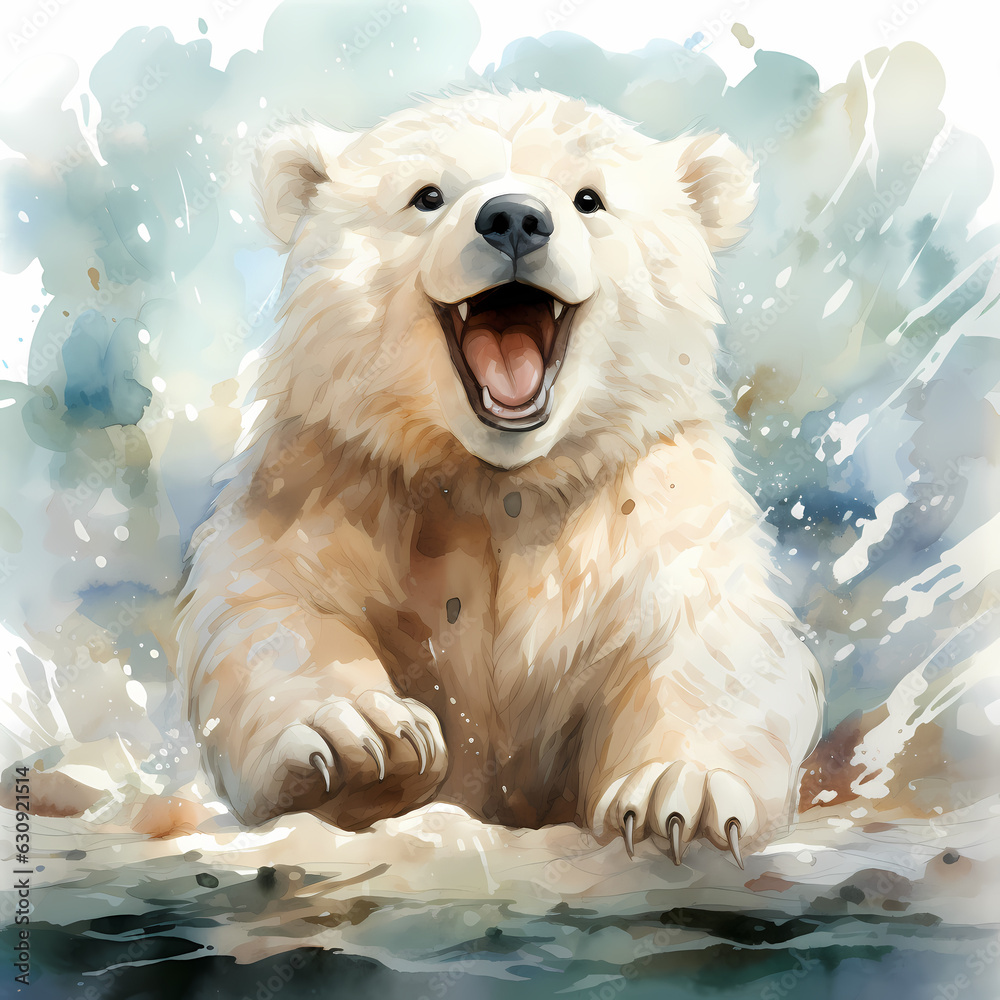 Sticker polar bear water color design