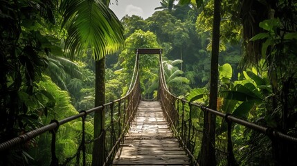 Obraz premium Wooden bridge in forest