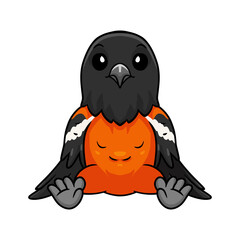 Cute venezuelan troupial bird cartoon