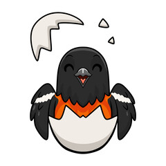Cute venezuelan troupial bird cartoon inside from egg