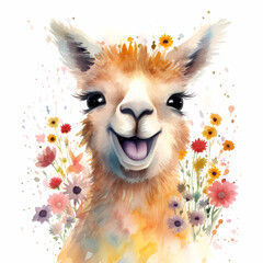 Llama Watercolor Design - 630923988