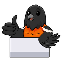 Cute venezuelan troupial bird cartoon giving thumb up