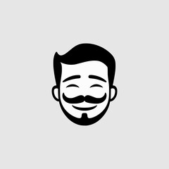 simple smiling man online store logo vector illustration template design