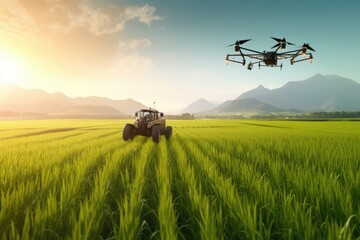 Smart Farming aerial smart agriculture drone, data driven farming automation, Green Tech, Green Energy, Clean Tech, New energy, smart tech, spraying fertilizer agricultural drone fly, agritech IoT