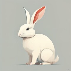 Fototapeta na wymiar Vector illustration of a cute white rabbit sitting on a gray background. ai generative