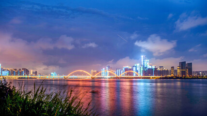 night scenes of  the Fuyuan Bridge in Changsha