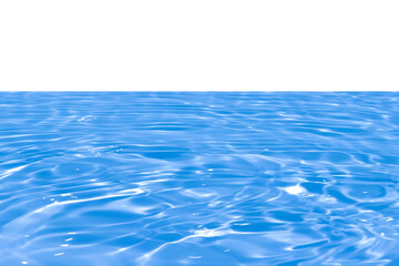 Blue water with ripples on the surface. Defocus blurred transparent blue colored clear calm water surface texture with splashes and bubbles. Water waves with shining pattern texture background.