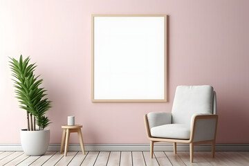 Serene and Stylish Living Space Frame Mockup, generative, ai