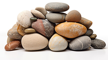 Fototapeta na wymiar colorful stones and pebbles on white. Generative Ai. 