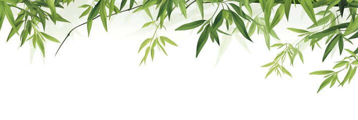 Naklejka premium bamboo leaves on white background top view. Generative Ai. 
