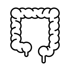 Large intestine icon vector illustration design, line art style icon, human internal organs