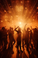 Fototapeta na wymiar Revellers dancing & celebrating in a nightclub - raving clubbers celebrations