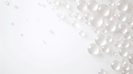 transparent bubbles on a white background with empty space to insert. Generative Ai. 