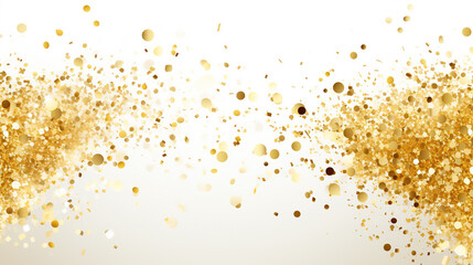 golden confetti isolated on white background. Generative Ai. 