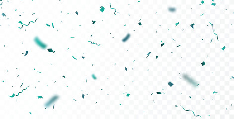 Falling blue confetti, isolated on white background