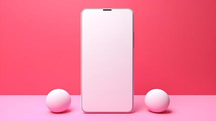 mobile phone with  pink background