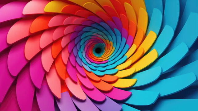 Rainbow Feather Swirl Art created with Generative AI Technology, ai, generative © Wildcat93