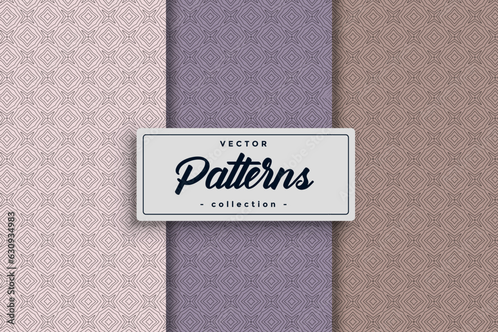 Poster vector of seamless pattern collection, decorative geometric pattern wallpaper set.
