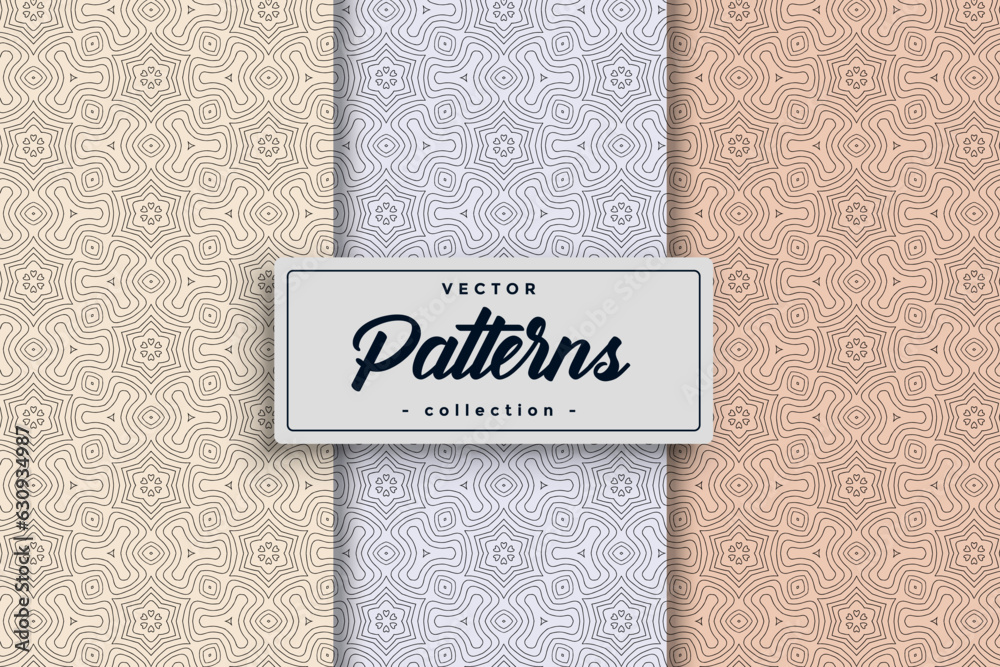 Poster vector of seamless pattern collection, decorative geometric pattern wallpaper set.