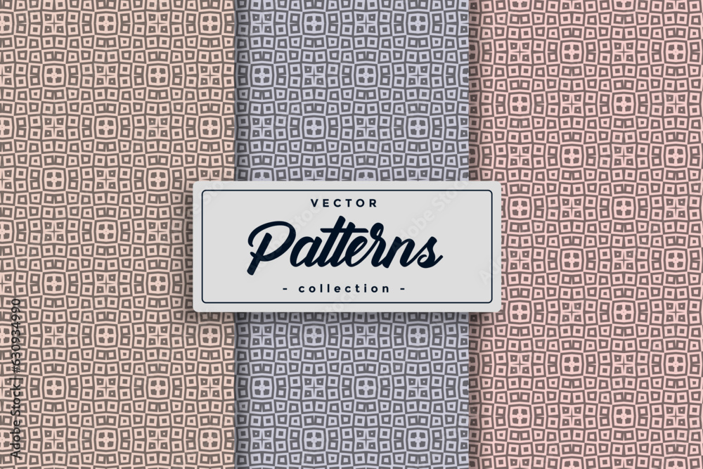 Aufkleber Vector of seamless pattern collection, Decorative geometric pattern wallpaper set.