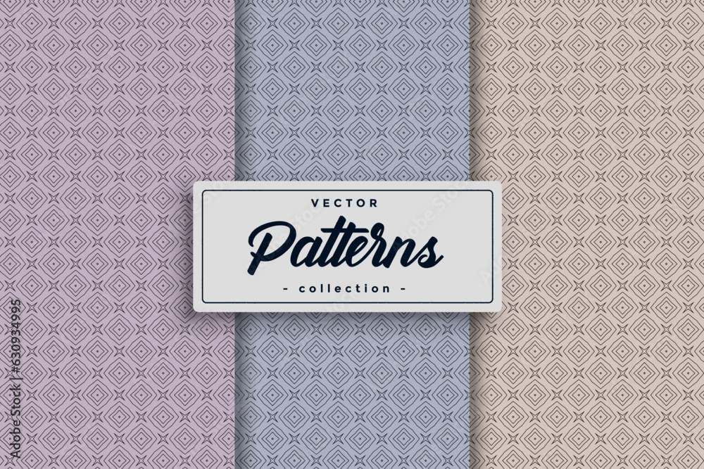Aufkleber vector of seamless pattern collection, decorative geometric pattern wallpaper set.