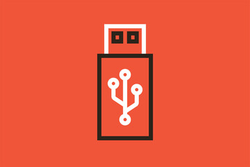 Geometric usb flash memory illustration in flat style design. Vector illustration. 
