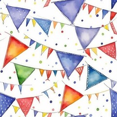 Watercolor Happy Birthday Seamless Patterns (AI Generated)