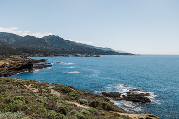 California coast cliffs and ocean near Big Sur and Highway 1