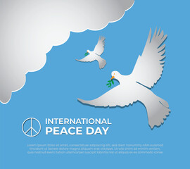Free vector international peace day template with pigeon symbol