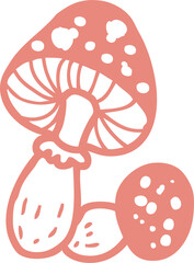 Amanita mushroom in doodle style. Fly agaric, great design for any purposes. Cartoon graphic illustration. 
