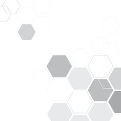 Geometric graphic hexagona gray background molecule and communication. Big data complex with compounds.