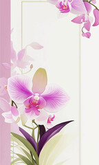 Orchid invitation blank border vector