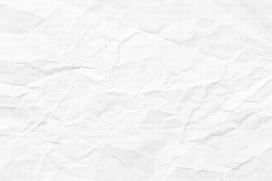 white crumpled paper texture background, checkered notebook sheet