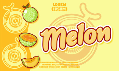 melon text effect with melon icon background