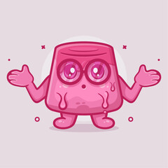 cute pudding cake character mascot with confused gesture isolated cartoon in flat style design