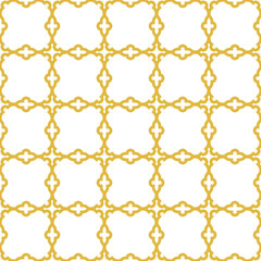 Seamless vector ornament in arabian style. Geometric abstract golden and white background. Grill with pattern for wallpapers and backgrounds