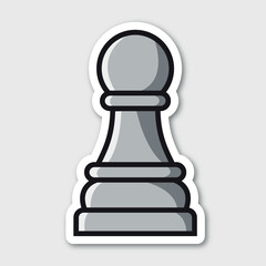 white pawn, editable cartoon style sticker vector