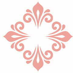 Oriental vector ornament with arabesques and floral elements. Traditional classic ornament with pink rhombus. Vintage pattern with arabesques