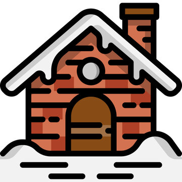 snowy brick house icon clip art preview