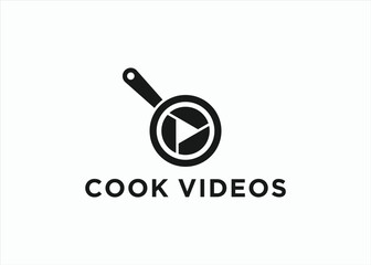 video cooking logo design vector silhouette illustration