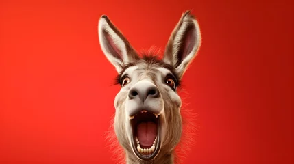 Foto op Plexiglas Comical Image of a Playful Donkey © BCFC