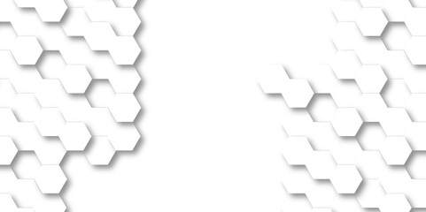 Abstract background with hexagon Background with white and black lines 3d Hexagonal structure futuristic white background and Embossed Hexagon , honeycomb white Background ,light and shadow ,Vector.