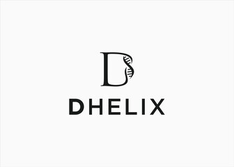 Initial D with DNA helix logo design vector silhouette illustration