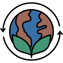 Sustainable Icon. Eco Recycle Environment Symbol Stock Illustration. Vector Filled Line Icons For UI Web Design And Presentation