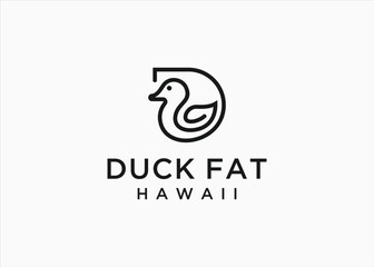 Obraz premium Initial D with duck logo design vector silhouette illustration