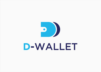 Initial D with wallet logo design vector silhouette illustration