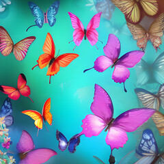 Plakat Butterfly random background, with lot of different butterfly, abstract element pattern design