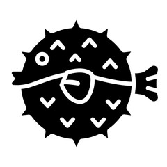 puffer fish glyph icon